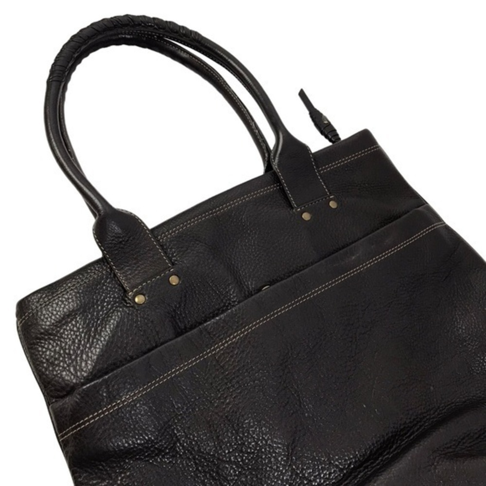 Levenger Distressed Brown Leather Hobo Tote - Picture 10 of 14